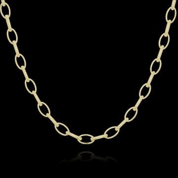 Oval Doch Model Gümüş Zincir 3,30 mm Genişlik 65 Cm - Altın Rengi