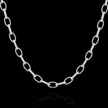 Oval Doch Model Gümüş Zincir 3,30 mm Genişlik 65 Cm - Gümüş Rengi
