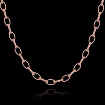 Oval Doch Model Gümüş Zincir 3,30 mm Genişlik 65 Cm - Rose Rengi
