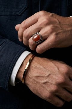 Akik Taşlı Zambak Model El İşçiliği Erkek Gümüş Yüzük