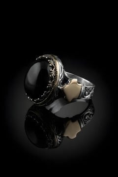 Enderun Model Oniks Taşlı Gümüş  Erkek Yüzük