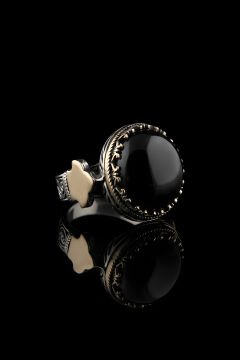 Enderun Model Oniks Taşlı Gümüş  Erkek Yüzük