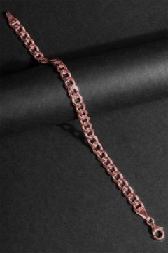 Gurmet Model Gümüş 6,60 mm Genişlik Bileklik 17 Cm - Rose Rengi