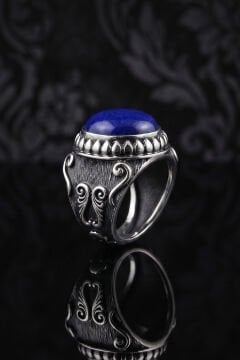 Vuslat Model Lapis Lazuli Taşlı El İşçiliği Gümüş Erkek Yüzük