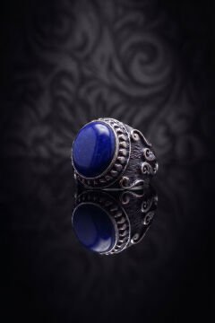 Vuslat Model Lapis Lazuli Taşlı El İşçiliği Gümüş Erkek Yüzük