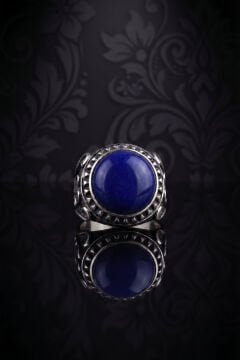 Vuslat Model Lapis Lazuli Taşlı El İşçiliği Gümüş Erkek Yüzük