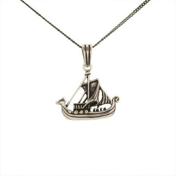 Viking Kayığı Model Gümüş Kolye