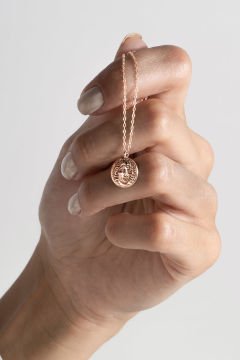 Antik Roma Figürlü Minimal Gümüş Kolye Rose Rengi