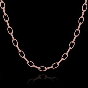Oval Doch Model Gümüş Zincir 3,30 mm Genişlik 75 Cm - Rose Rengi