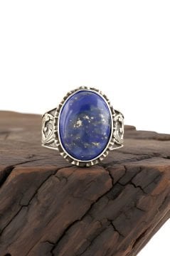 Lapis Lazuli Taşlı El İşi Gümüş Yüzük