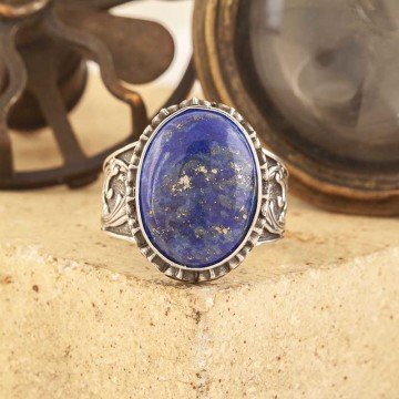 Lapis Lazuli Taşlı El İşi Gümüş Yüzük 15