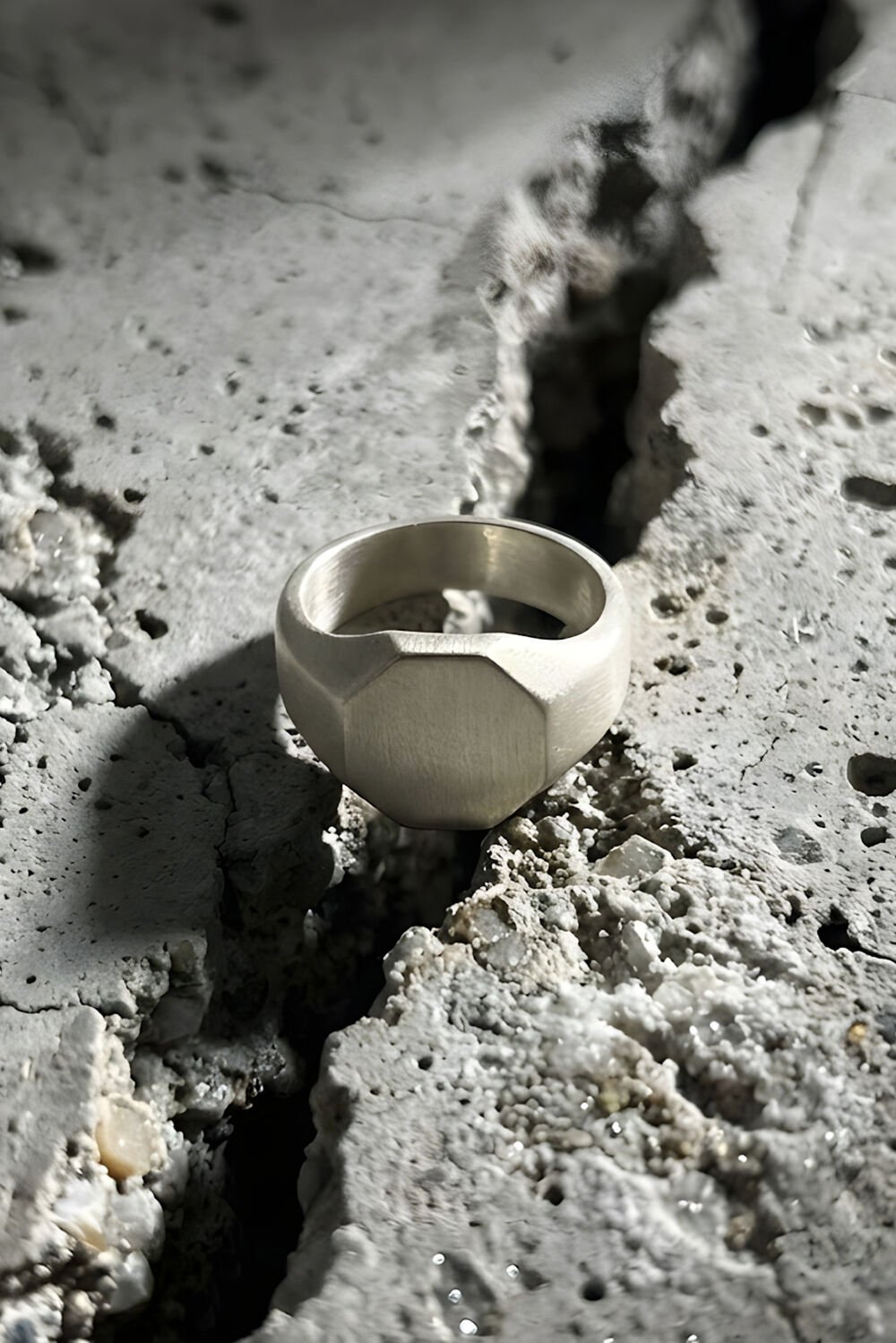 Sekizgen Model Mat Gümüş Erkek Şövalye Yüzüğü