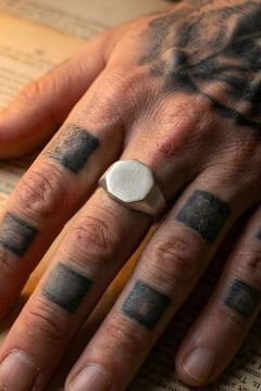 Sekizgen Model Mat Gümüş Erkek Şövalye Yüzüğü