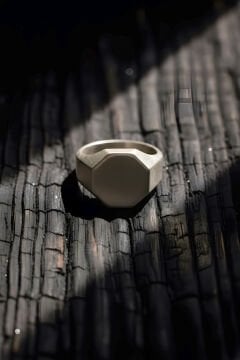 Sekizgen Model Mat Gümüş Erkek Şövalye Yüzüğü