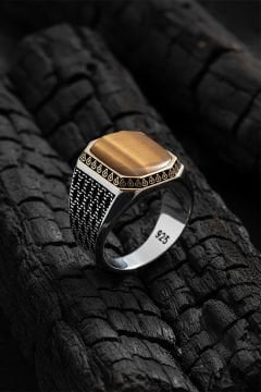 Kaplangözü Taşlı Gümüş Erkek Yüzük