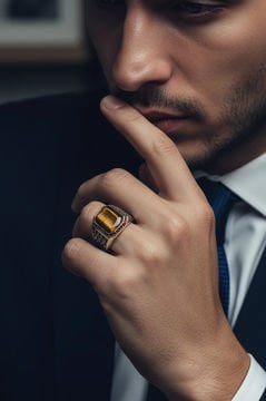 Kaplangözü Taşlı Gümüş Erkek Yüzük