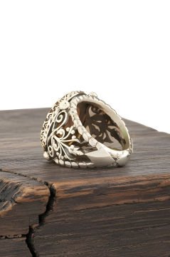 Oniks Taşlı El İşi Hayat Ağacı Desenli Yüzük