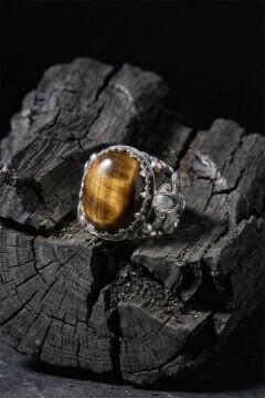 Kaplangözü Taşlı Zambak Model El İşçiliği Erkek Gümüş Yüzük