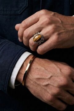 Kaplangözü Taşlı Zambak Model El İşçiliği Erkek Gümüş Yüzük