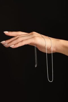 Yılan Model Gümüş Zincir 1,00 mm Genişlik