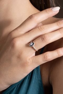 Mistik Topaz Taşlı Minimal Gümüş Ayarlanabilir Kadın Yüzük Gümüş Rengi - 11