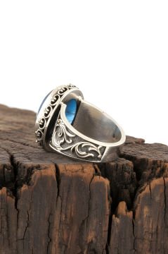 Okyanus Sedefi Taşlı El İşi Gümüş Yüzük