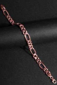 Figaro Model Gümüş 7,65 mm Genişlik Bileklik 17 Cm - Rose Rengi
