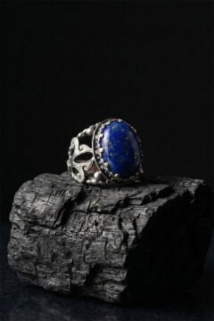 Lapis Lazuli Taşlı Zambak Model El İşçiliği Erkek Gümüş Yüzük