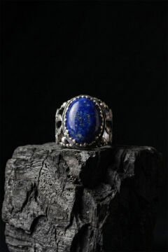 Lapis Lazuli Taşlı Zambak Model El İşçiliği Erkek Gümüş Yüzük