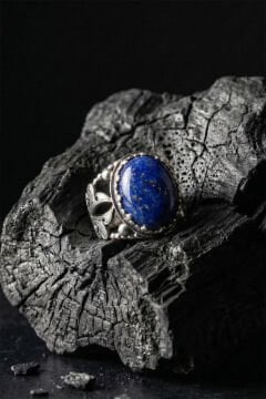 Lapis Lazuli Taşlı Zambak Model El İşçiliği Erkek Gümüş Yüzük