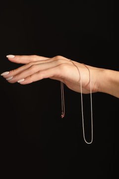Yılan Model Gümüş Zincir 1,00 mm Genişlik 60 Cm - Rose Rengi