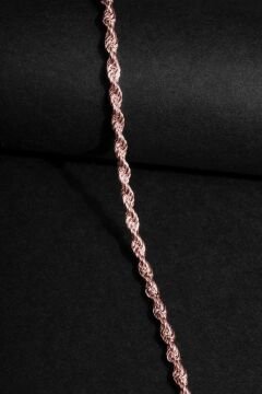 Halat Model Gümüş 3,00 mm Genişlik Bileklik 21 Cm - Rose Rengi