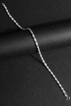 Halat Model Gümüş 3,00 mm Genişlik Bileklik 22 Cm - Gümüş Rengi