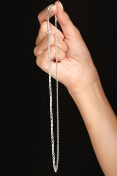 Barlı Model Gümüş Zincir 3,25 mm Genişlik 65 Cm - Gümüş Rengi