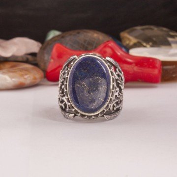 Lapis Lazuli Taşlı El İşi Gümüş Yüzük