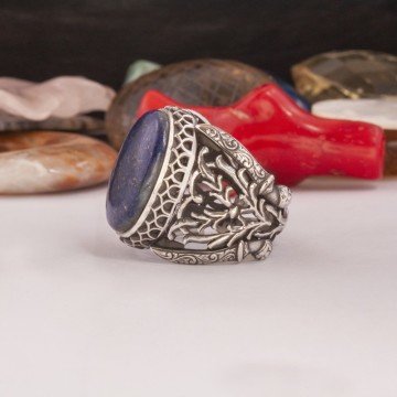 Lapis Lazuli Taşlı El İşi Gümüş Yüzük