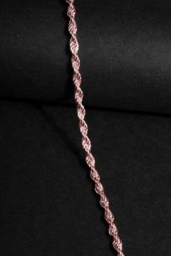 Halat Model Gümüş 3,00 mm Genişlik Bileklik 22 Cm - Rose Rengi