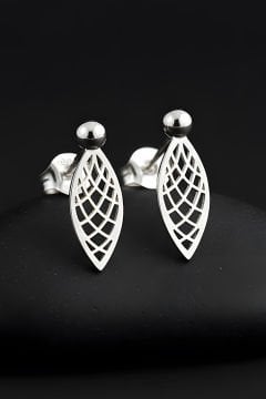 Rüzgar Yaprağı Model Gümüş Küpe