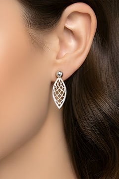 Rüzgar Yaprağı Model Gümüş Küpe