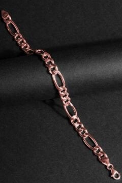 Figaro Model Gümüş 7,65 mm Genişlik Bileklik 21 Cm - Rose Rengi