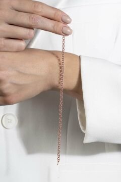 Doch Model Gümüş 3,75 mm Genişlik Bileklik 16 Cm - Rose Rengi