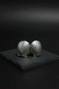 Deniz Kabuğu Model Gümüş Küpe