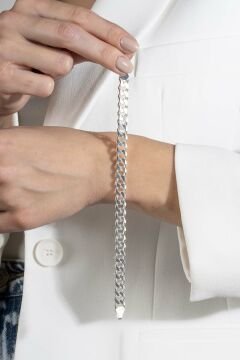 Gurmet Model Gümüş 7,60 mm Genişlik Bileklik