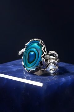 Ağaç Model Okyanus Sedefi Taşlı El İşi Yüzük