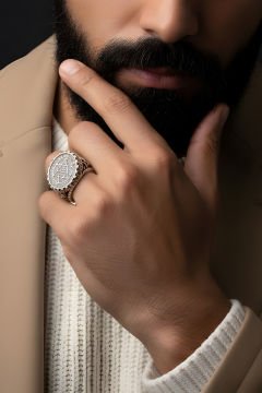 Mührü Süleyman Kazıma El İşi Gümüş Yüzük