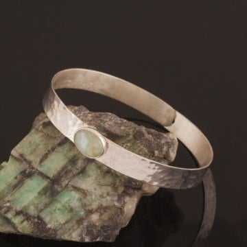 Akuamarin Taşlı El İşi Kelepçe Model Bileklik