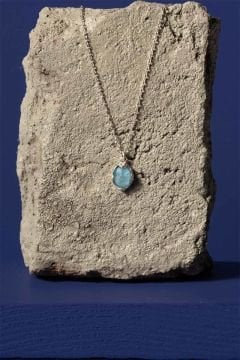 Akuamarin Taşlı Minimal Gümüş Kadın Kolye