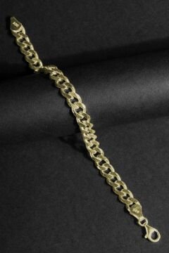 Gurmet Model Gümüş 7,60 mm Genişlik Bileklik 18 Cm - Altın Rengi
