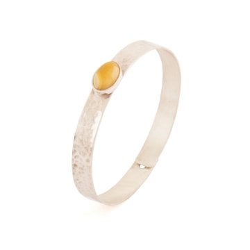 Kehribar Taşlı El İşi Kelepçe Model Bileklik