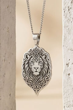 Aslan Kafası Model 925 Ayar Gümüş Kolye